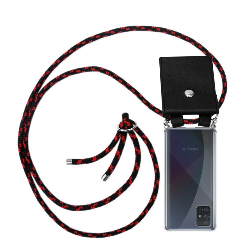 Cadorabo Handy Kette kompatibel mit Samsung Galaxy A71 4G Silikon Schutzhülle mit Silbernen Ringen, Kordel Band und abnehmbarem Etui