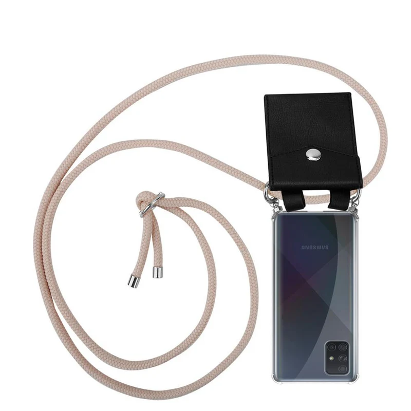 Cadorabo Handy Kette kompatibel mit Samsung Galaxy A71 4G Silikon Schutzhülle mit Silbernen Ringen, Kordel Band und abnehmbarem Etui