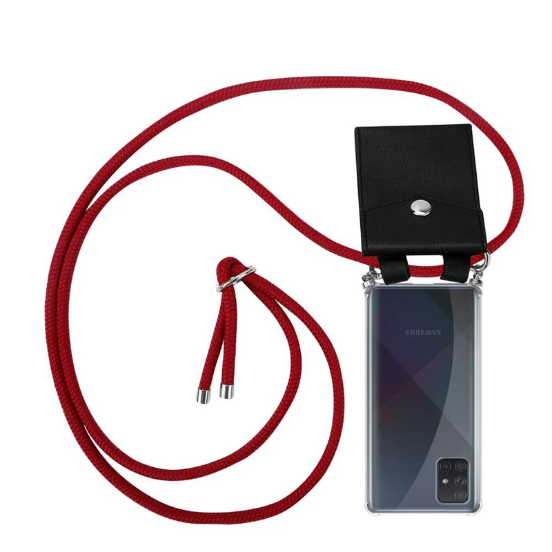 Cadorabo Handy Kette kompatibel mit Samsung Galaxy A71 4G Silikon Schutzhülle mit Silbernen Ringen, Kordel Band und abnehmbarem Etui