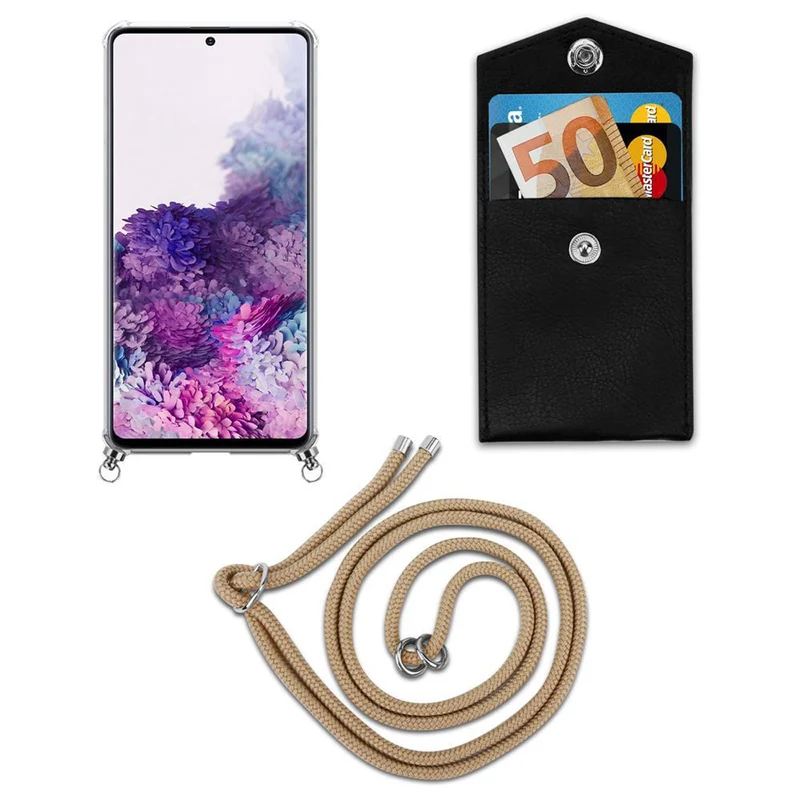 Cadorabo Handy Kette kompatibel mit Samsung Galaxy A71 4G Silikon Schutzhülle mit Silbernen Ringen, Kordel Band und abnehmbarem Etui