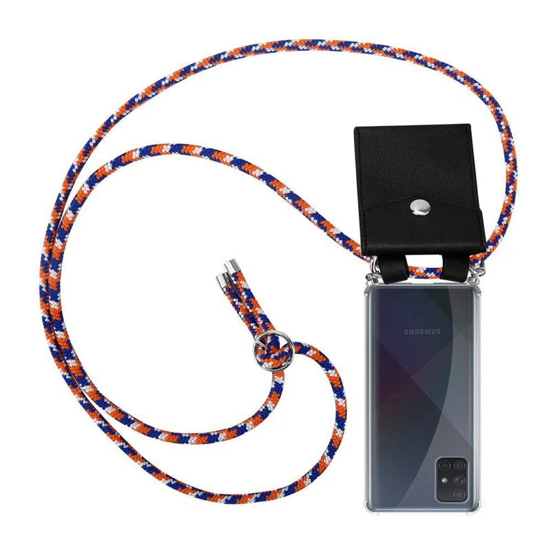 Cadorabo Handy Kette kompatibel mit Samsung Galaxy A51 4G / M40s Silikon Schutzhülle mit Silbernen Ringen, Kordel Band und abnehmbarem Etui