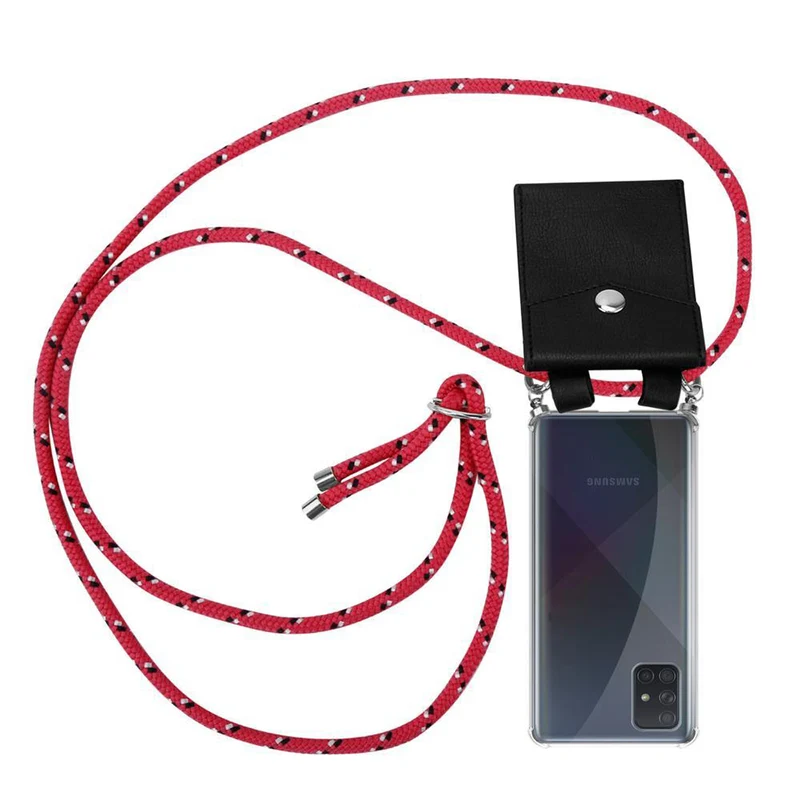 Cadorabo Handy Kette kompatibel mit Samsung Galaxy A51 4G / M40s Silikon Schutzhülle mit Silbernen Ringen, Kordel Band und abnehmbarem Etui