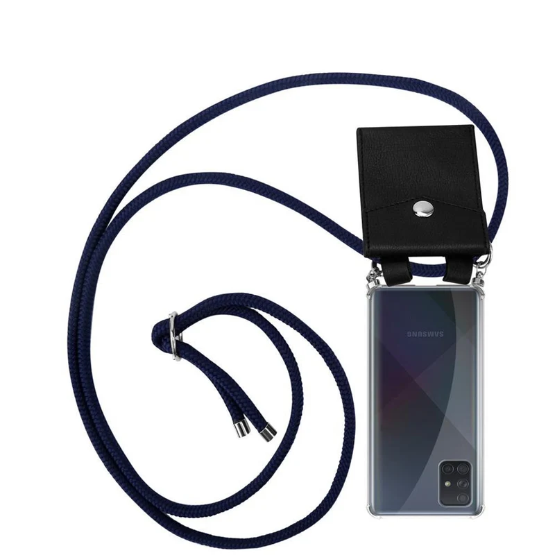 Cadorabo Handy Kette kompatibel mit Samsung Galaxy A51 4G / M40s Silikon Schutzhülle mit Silbernen Ringen, Kordel Band und abnehmbarem Etui