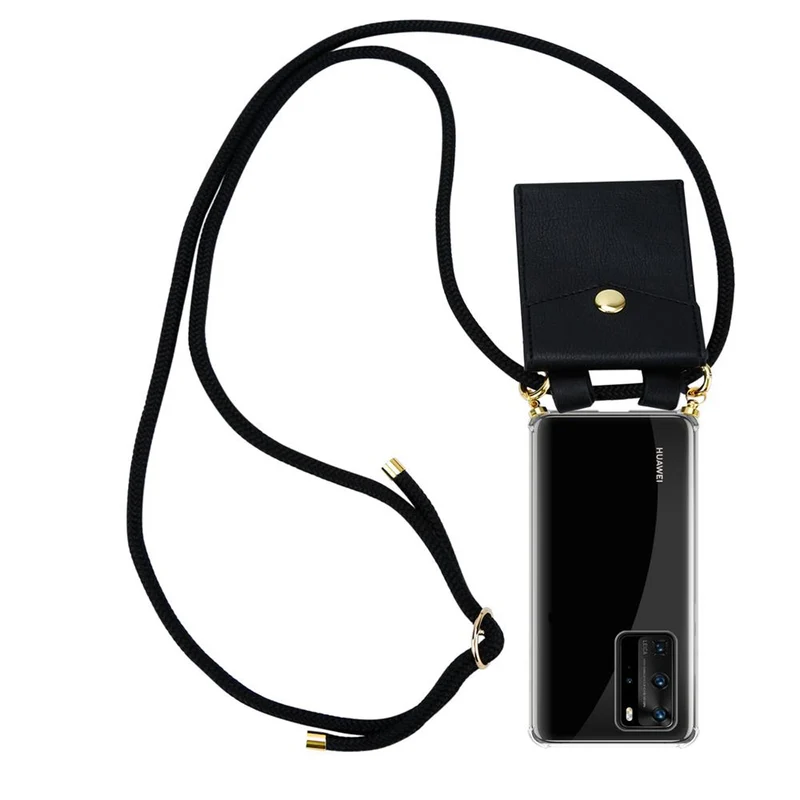 Cadorabo Handy Kette kompatibel mit Huawei P40 PRO / P40 PRO+ Silikon Schutzhülle mit Gold Ringen, Kordel Band und abnehmbarem Etui