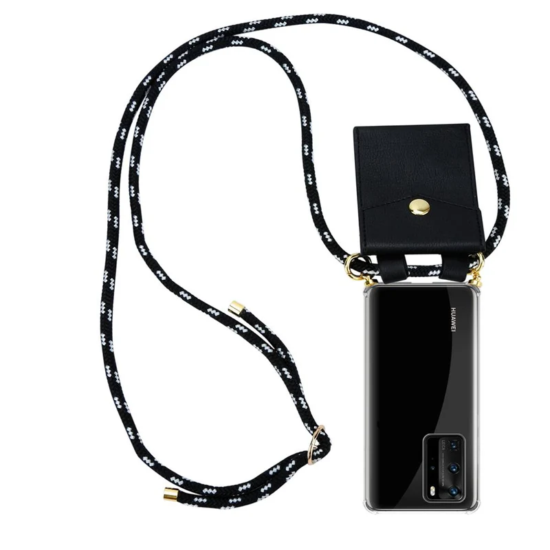 Cadorabo Handy Kette kompatibel mit Huawei P40 PRO / P40 PRO+ Silikon Schutzhülle mit Gold Ringen, Kordel Band und abnehmbarem Etui
