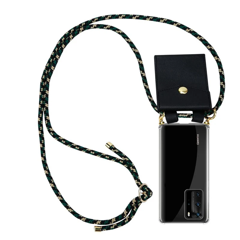 Cadorabo Handy Kette kompatibel mit Huawei P40 PRO / P40 PRO+ Silikon Schutzhülle mit Gold Ringen, Kordel Band und abnehmbarem Etui
