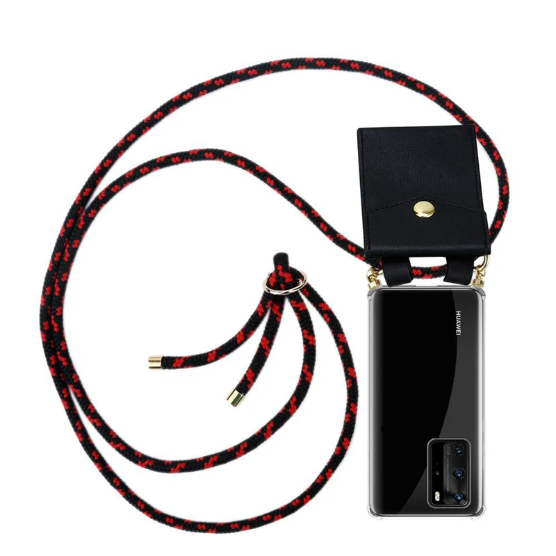 Cadorabo Handy Kette kompatibel mit Huawei P40 PRO / P40 PRO+ Silikon Schutzhülle mit Gold Ringen, Kordel Band und abnehmbarem Etui