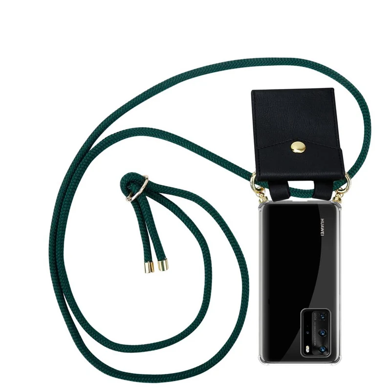 Cadorabo Handy Kette kompatibel mit Huawei P40 PRO / P40 PRO+ Silikon Schutzhülle mit Gold Ringen, Kordel Band und abnehmbarem Etui