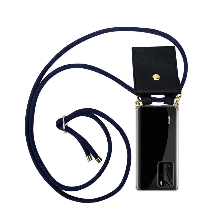 Cadorabo Handy Kette kompatibel mit Huawei P40 PRO / P40 PRO+ Silikon Schutzhülle mit Gold Ringen, Kordel Band und abnehmbarem Etui