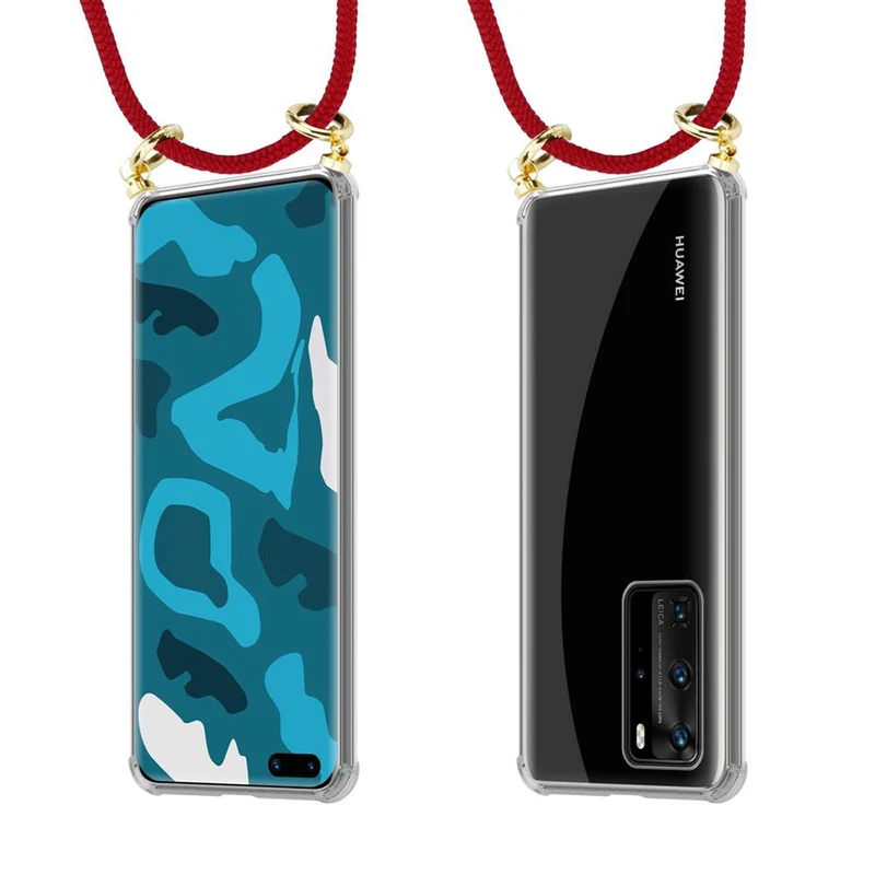 Cadorabo Handy Kette kompatibel mit Huawei P40 PRO / P40 PRO+ Silikon Schutzhülle mit Gold Ringen, Kordel Band und abnehmbarem Etui