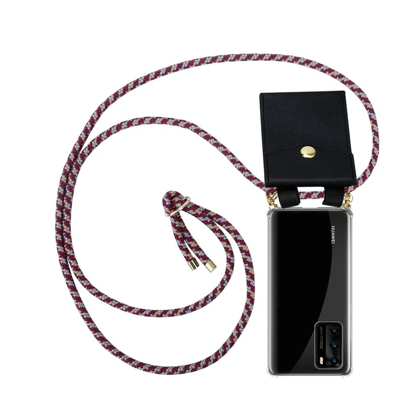 Cadorabo Handy Kette kompatibel mit Huawei P40 Silikon Schutzhülle mit Gold Ringen, Kordel Band und abnehmbarem Etui