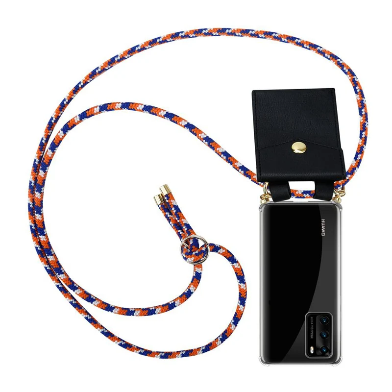 Cadorabo Handy Kette kompatibel mit Huawei P40 Silikon Schutzhülle mit Gold Ringen, Kordel Band und abnehmbarem Etui