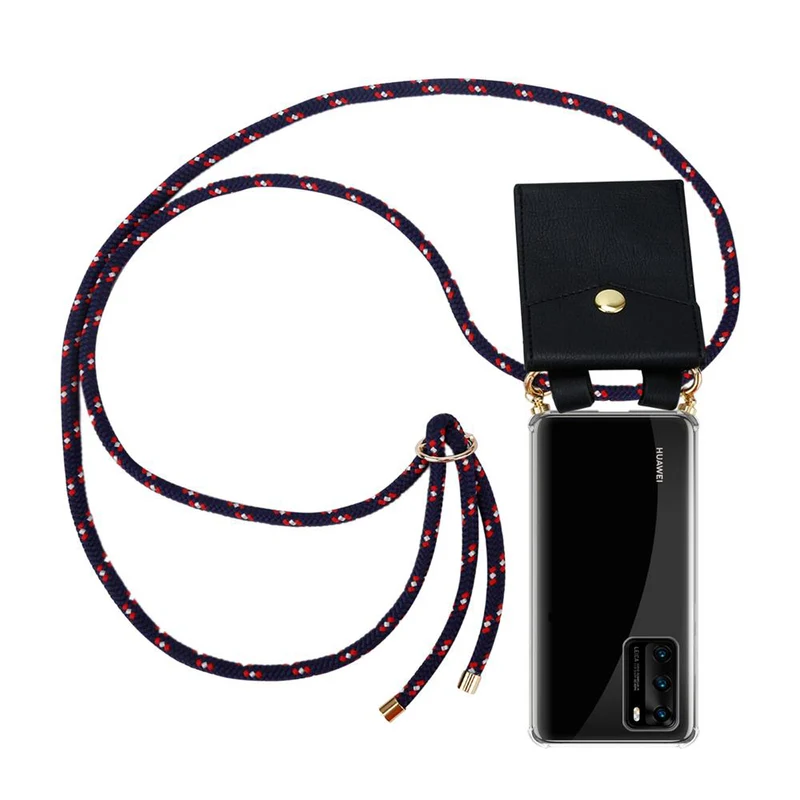 Cadorabo Handy Kette kompatibel mit Huawei P40 Silikon Schutzhülle mit Gold Ringen, Kordel Band und abnehmbarem Etui