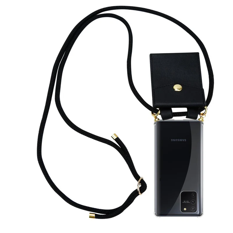 Cadorabo Handy Kette kompatibel mit Samsung Galaxy A91 / S10 LITE / M80s Silikon Schutzhülle mit Gold Ringen, Kordel Band und abnehmbarem Etui