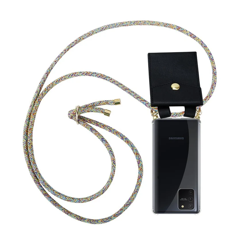 Cadorabo Handy Kette kompatibel mit Samsung Galaxy A91 / S10 LITE / M80s Silikon Schutzhülle mit Gold Ringen, Kordel Band und abnehmbarem Etui