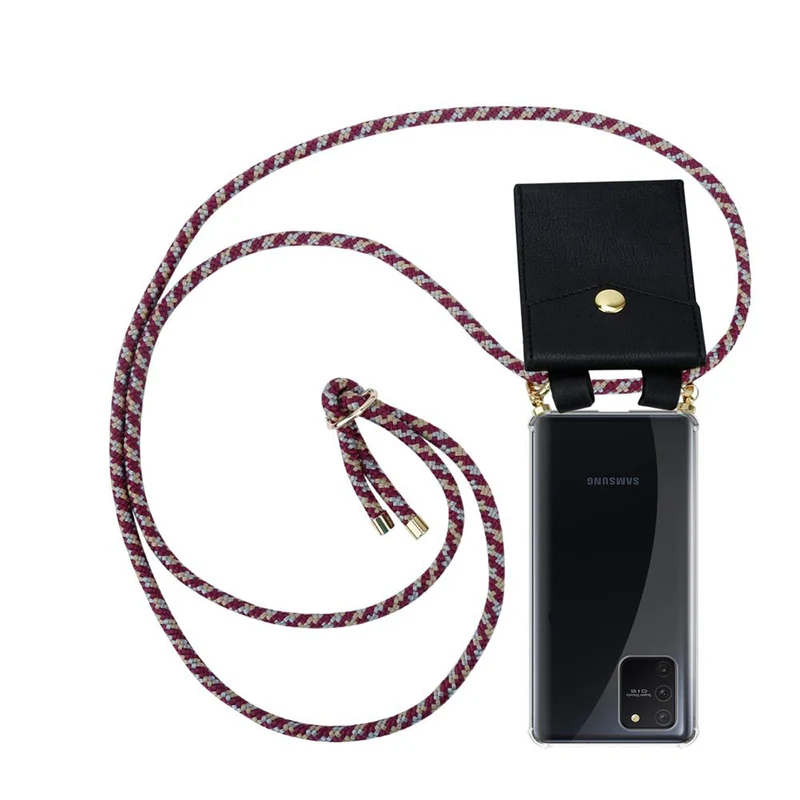 Cadorabo Handy Kette kompatibel mit Samsung Galaxy A91 / S10 LITE / M80s Silikon Schutzhülle mit Gold Ringen, Kordel Band und abnehmbarem Etui