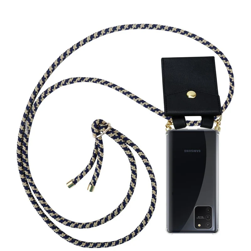 Cadorabo Handy Kette kompatibel mit Samsung Galaxy A91 / S10 LITE / M80s Silikon Schutzhülle mit Gold Ringen, Kordel Band und abnehmbarem Etui