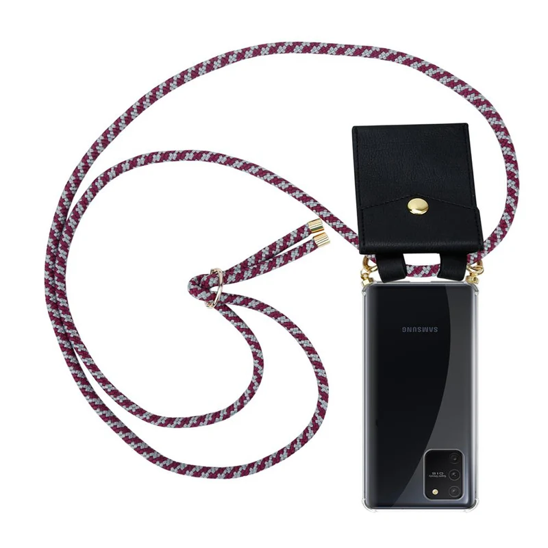 Cadorabo Handy Kette kompatibel mit Samsung Galaxy A91 / S10 LITE / M80s Silikon Schutzhülle mit Gold Ringen, Kordel Band und abnehmbarem Etui