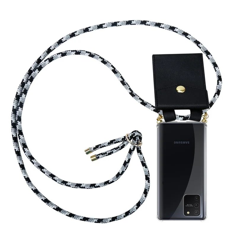 Cadorabo Handy Kette kompatibel mit Samsung Galaxy A91 / S10 LITE / M80s Silikon Schutzhülle mit Gold Ringen, Kordel Band und abnehmbarem Etui