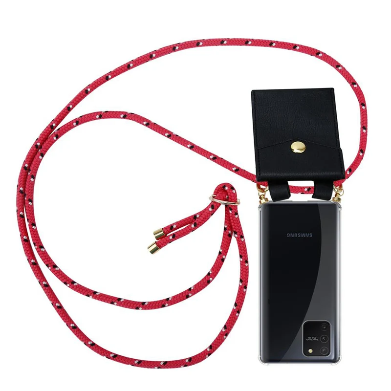Cadorabo Handy Kette kompatibel mit Samsung Galaxy A91 / S10 LITE / M80s Silikon Schutzhülle mit Gold Ringen, Kordel Band und abnehmbarem Etui