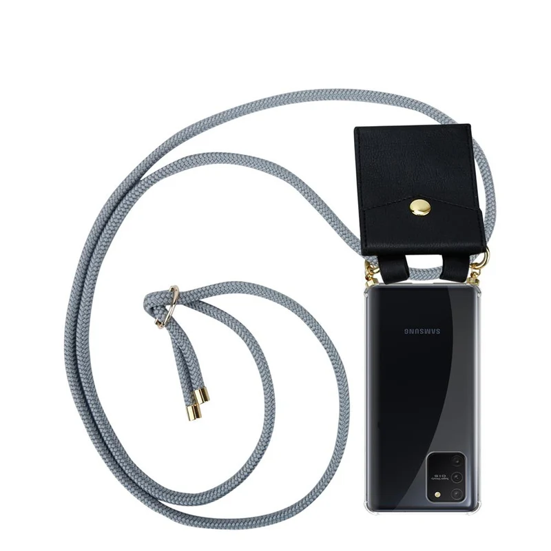 Cadorabo Handy Kette kompatibel mit Samsung Galaxy A91 / S10 LITE / M80s Silikon Schutzhülle mit Gold Ringen, Kordel Band und abnehmbarem Etui