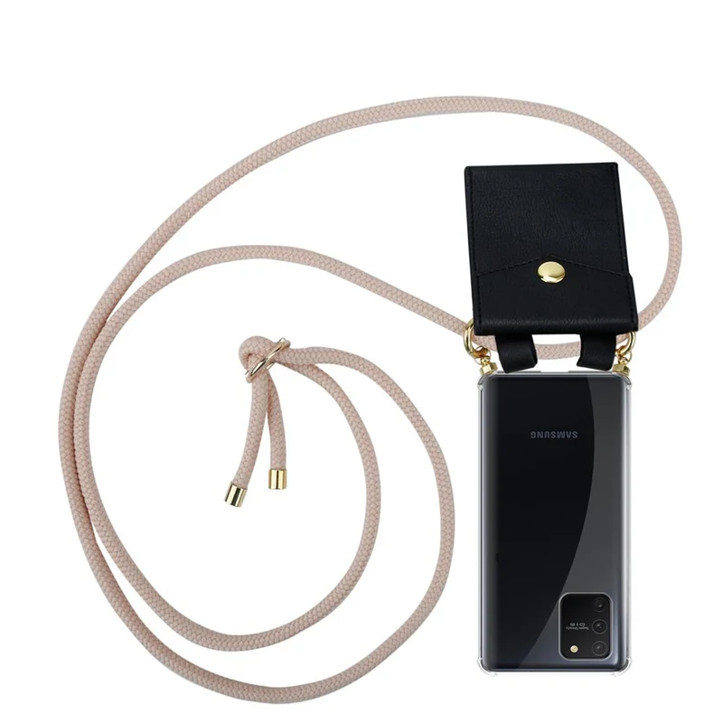 Cadorabo Handy Kette kompatibel mit Samsung Galaxy A91 / S10 LITE / M80s Silikon Schutzhülle mit Gold Ringen, Kordel Band und abnehmbarem Etui