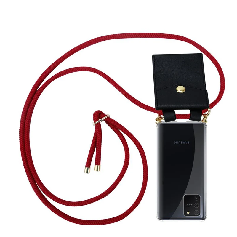 Cadorabo Handy Kette kompatibel mit Samsung Galaxy A91 / S10 LITE / M80s Silikon Schutzhülle mit Gold Ringen, Kordel Band und abnehmbarem Etui
