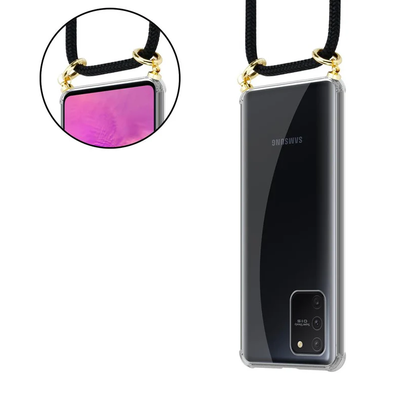 Cadorabo Handy Kette kompatibel mit Samsung Galaxy A91 / S10 LITE / M80s Silikon Schutzhülle mit Gold Ringen, Kordel Band und abnehmbarem Etui