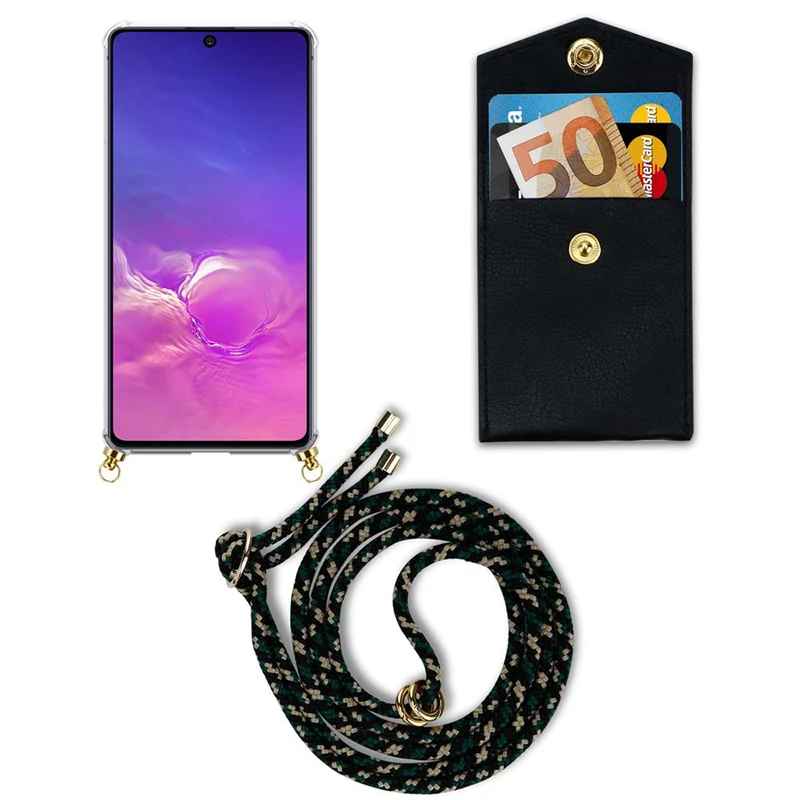 Cadorabo Handy Kette kompatibel mit Samsung Galaxy A91 / S10 LITE / M80s Silikon Schutzhülle mit Gold Ringen, Kordel Band und abnehmbarem Etui