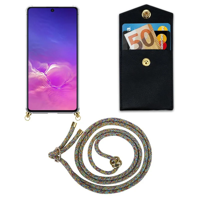 Cadorabo Handy Kette kompatibel mit Samsung Galaxy A91 / S10 LITE / M80s Silikon Schutzhülle mit Gold Ringen, Kordel Band und abnehmbarem Etui