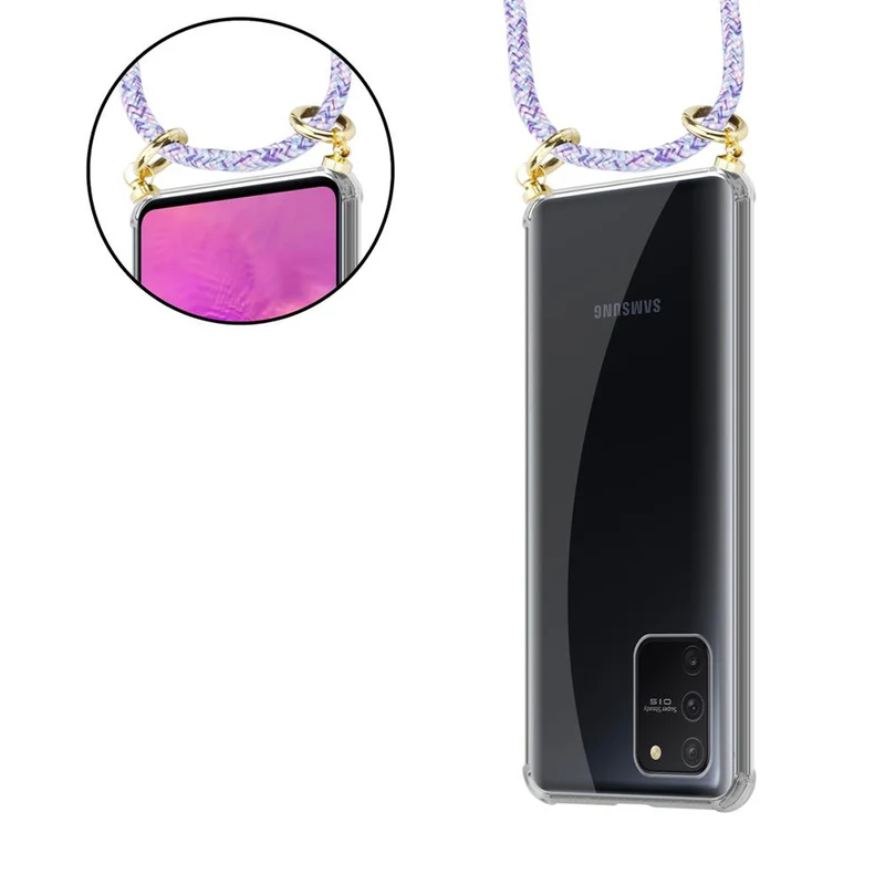 Cadorabo Handy Kette kompatibel mit Samsung Galaxy A91 / S10 LITE / M80s Silikon Schutzhülle mit Gold Ringen, Kordel Band und abnehmbarem Etui