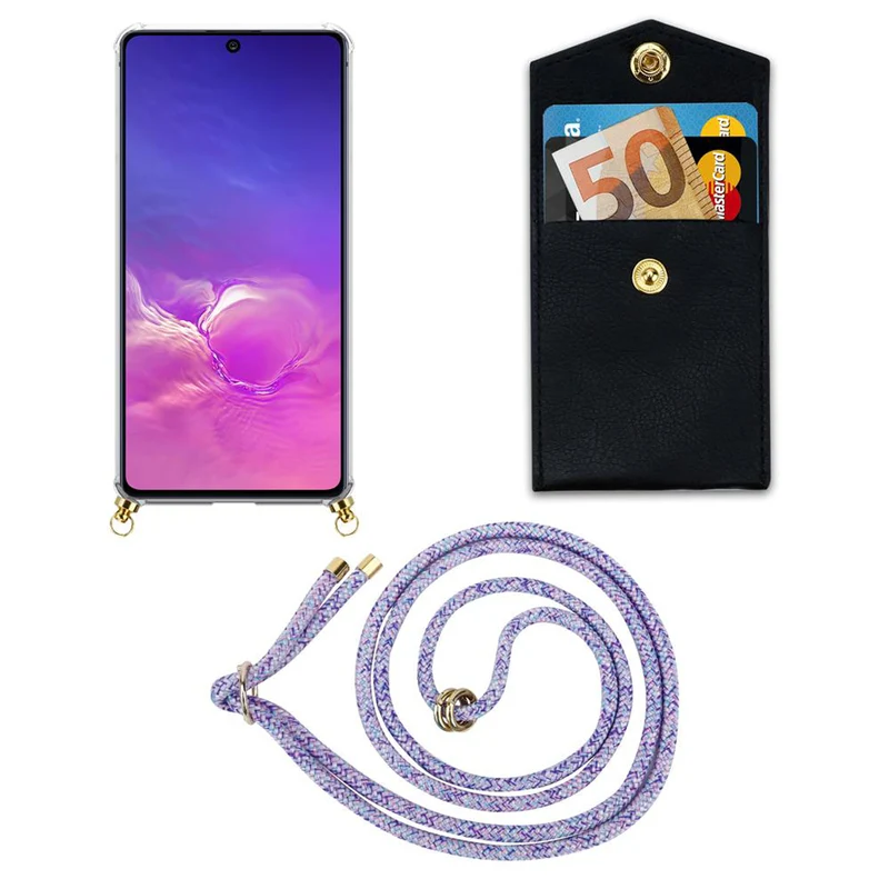 Cadorabo Handy Kette kompatibel mit Samsung Galaxy A91 / S10 LITE / M80s Silikon Schutzhülle mit Gold Ringen, Kordel Band und abnehmbarem Etui