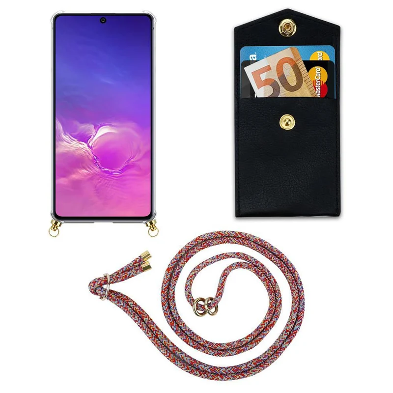 Cadorabo Handy Kette kompatibel mit Samsung Galaxy A91 / S10 LITE / M80s Silikon Schutzhülle mit Gold Ringen, Kordel Band und abnehmbarem Etui