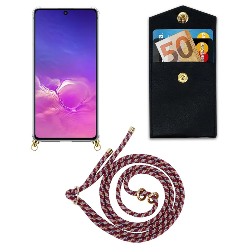 Cadorabo Handy Kette kompatibel mit Samsung Galaxy A91 / S10 LITE / M80s Silikon Schutzhülle mit Gold Ringen, Kordel Band und abnehmbarem Etui