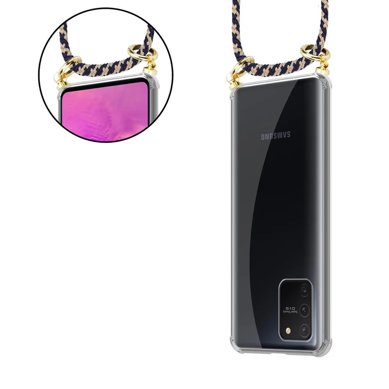 Cadorabo Handy Kette kompatibel mit Samsung Galaxy A91 / S10 LITE / M80s Silikon Schutzhülle mit Gold Ringen, Kordel Band und abnehmbarem Etui