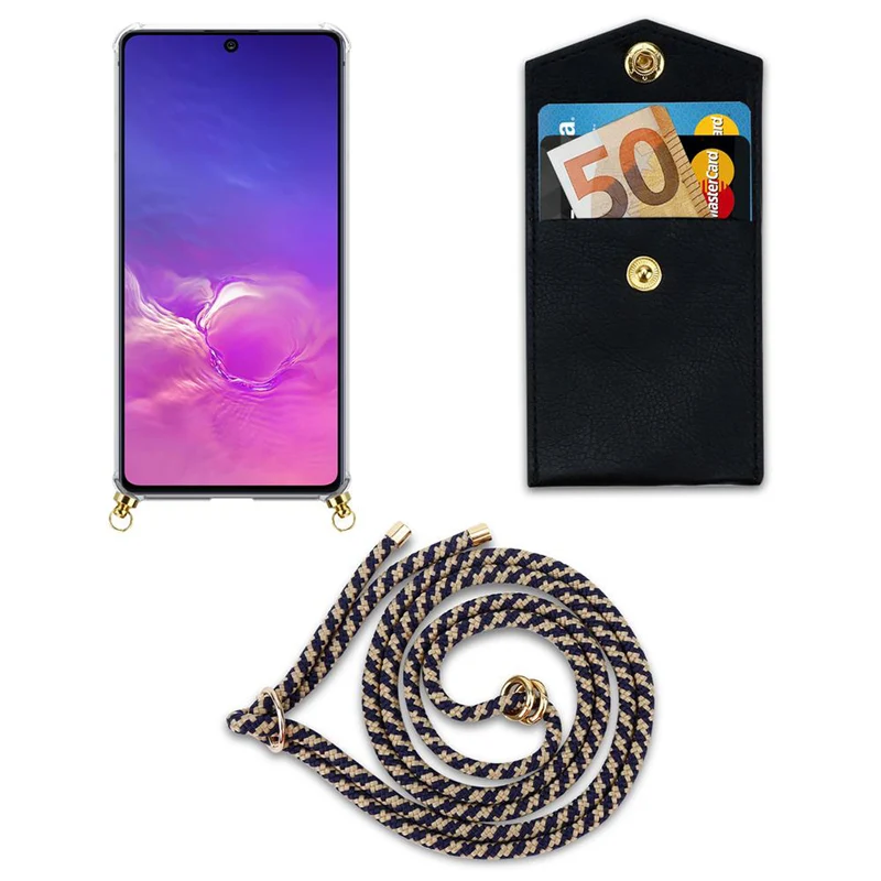 Cadorabo Handy Kette kompatibel mit Samsung Galaxy A91 / S10 LITE / M80s Silikon Schutzhülle mit Gold Ringen, Kordel Band und abnehmbarem Etui