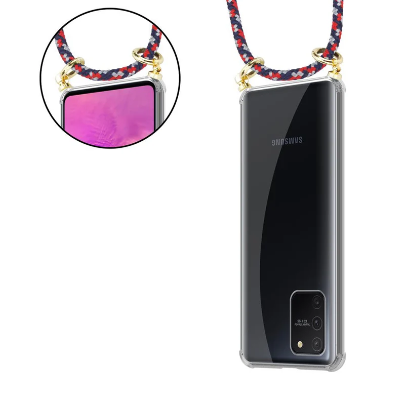 Cadorabo Handy Kette kompatibel mit Samsung Galaxy A91 / S10 LITE / M80s Silikon Schutzhülle mit Gold Ringen, Kordel Band und abnehmbarem Etui