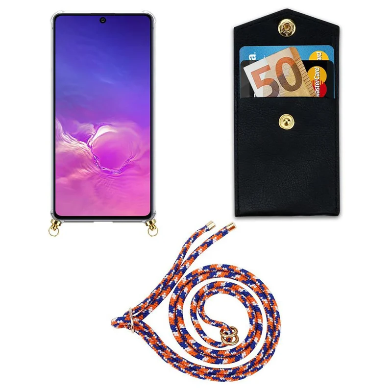 Cadorabo Handy Kette kompatibel mit Samsung Galaxy A91 / S10 LITE / M80s Silikon Schutzhülle mit Gold Ringen, Kordel Band und abnehmbarem Etui