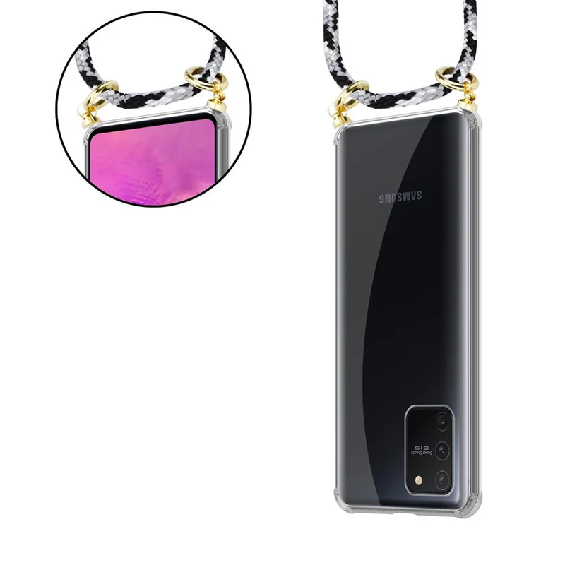 Cadorabo Handy Kette kompatibel mit Samsung Galaxy A91 / S10 LITE / M80s Silikon Schutzhülle mit Gold Ringen, Kordel Band und abnehmbarem Etui