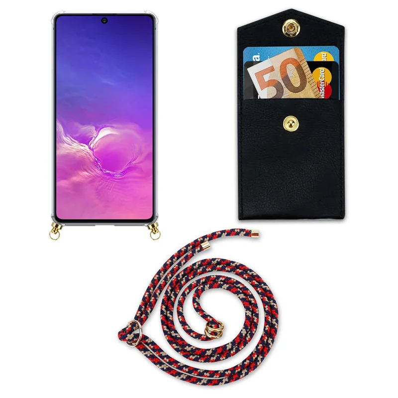 Cadorabo Handy Kette kompatibel mit Samsung Galaxy A91 / S10 LITE / M80s Silikon Schutzhülle mit Gold Ringen, Kordel Band und abnehmbarem Etui
