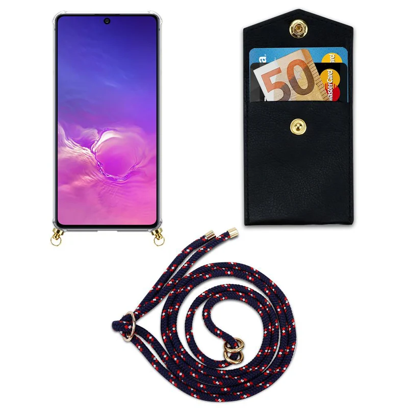 Cadorabo Handy Kette kompatibel mit Samsung Galaxy A91 / S10 LITE / M80s Silikon Schutzhülle mit Gold Ringen, Kordel Band und abnehmbarem Etui