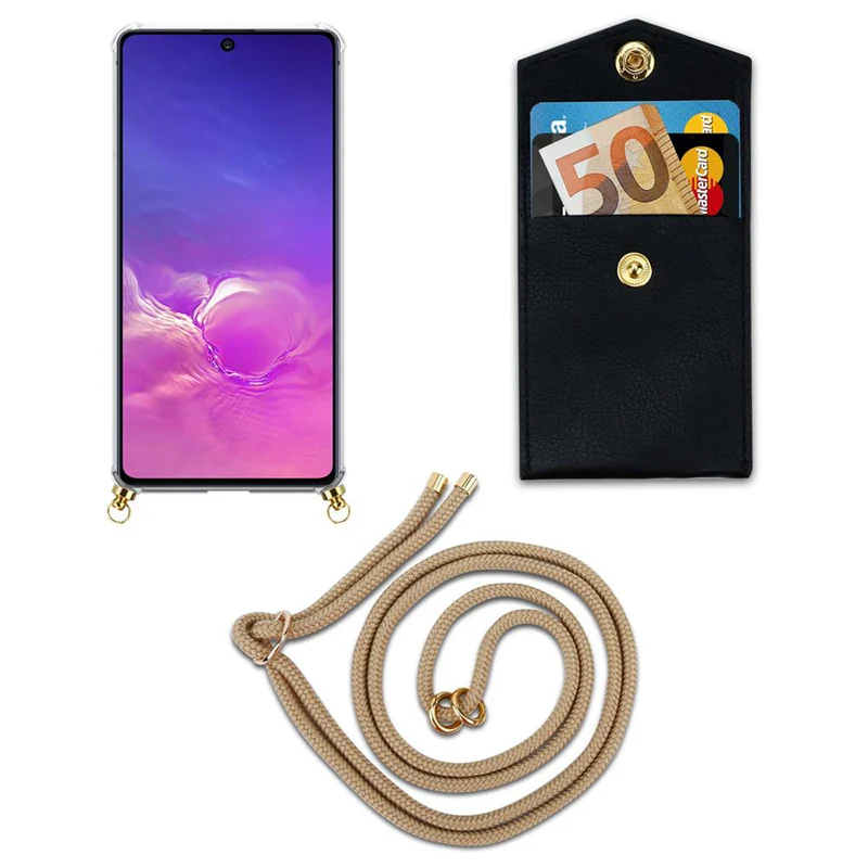 Cadorabo Handy Kette kompatibel mit Samsung Galaxy A91 / S10 LITE / M80s Silikon Schutzhülle mit Gold Ringen, Kordel Band und abnehmbarem Etui