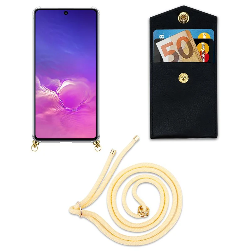 Cadorabo Handy Kette kompatibel mit Samsung Galaxy A91 / S10 LITE / M80s Silikon Schutzhülle mit Gold Ringen, Kordel Band und abnehmbarem Etui