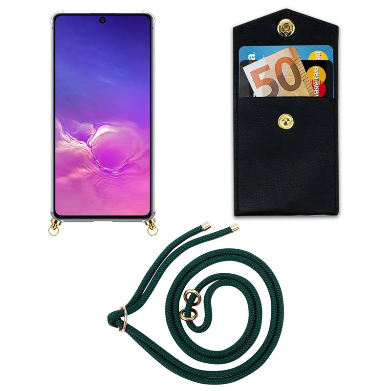 Cadorabo Handy Kette kompatibel mit Samsung Galaxy A91 / S10 LITE / M80s Silikon Schutzhülle mit Gold Ringen, Kordel Band und abnehmbarem Etui