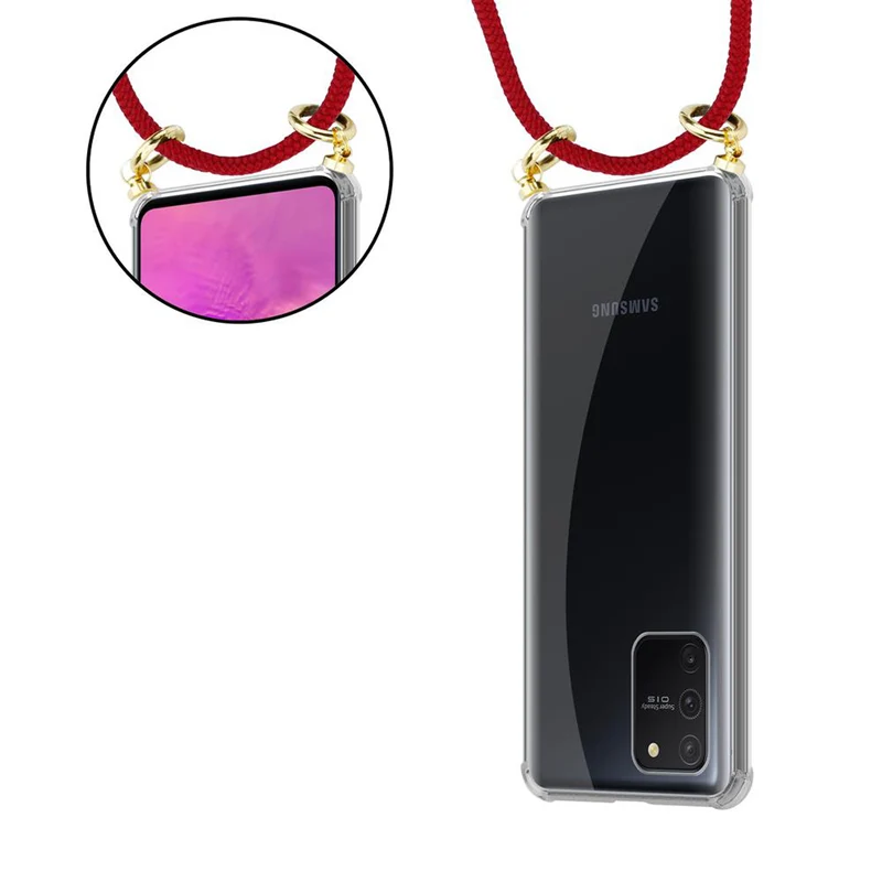 Cadorabo Handy Kette kompatibel mit Samsung Galaxy A91 / S10 LITE / M80s Silikon Schutzhülle mit Gold Ringen, Kordel Band und abnehmbarem Etui