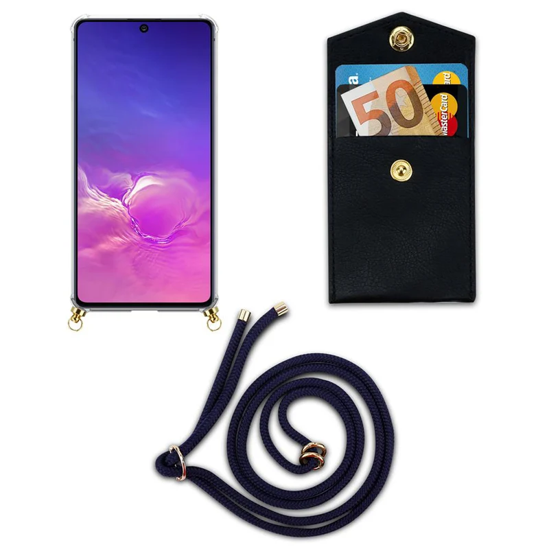 Cadorabo Handy Kette kompatibel mit Samsung Galaxy A91 / S10 LITE / M80s Silikon Schutzhülle mit Gold Ringen, Kordel Band und abnehmbarem Etui