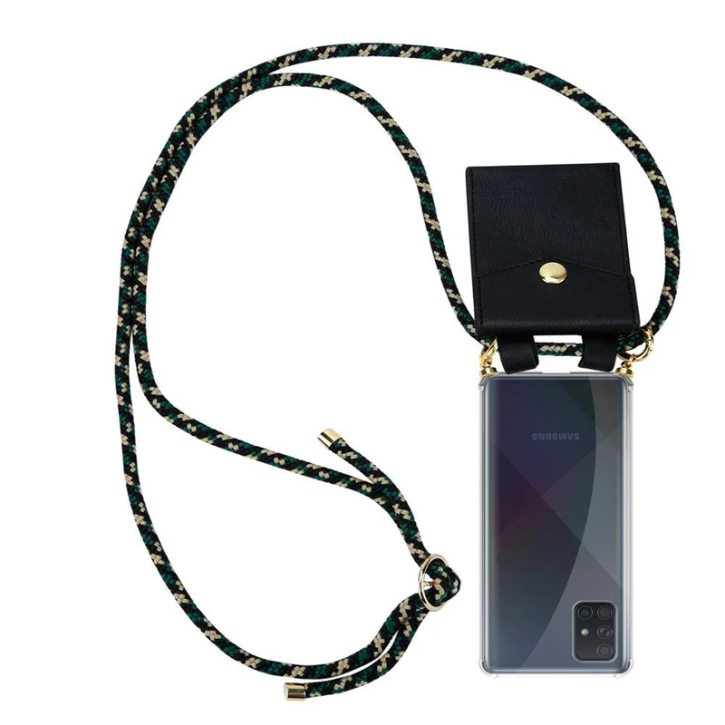 Cadorabo Handy Kette kompatibel mit Samsung Galaxy A71 4G Silikon Schutzhülle mit Gold Ringen, Kordel Band und abnehmbarem Etui