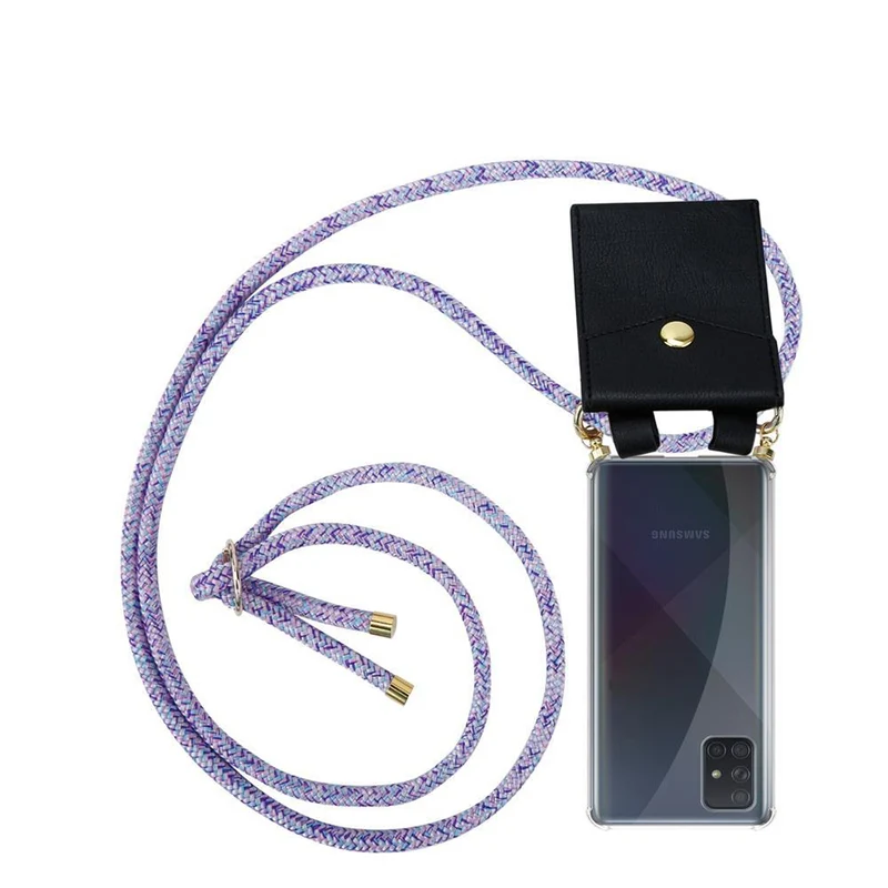Cadorabo Handy Kette kompatibel mit Samsung Galaxy A71 4G Silikon Schutzhülle mit Gold Ringen, Kordel Band und abnehmbarem Etui