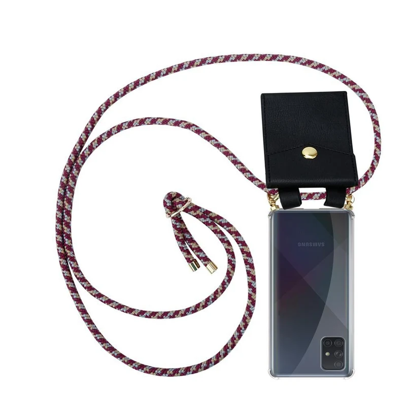 Cadorabo Handy Kette kompatibel mit Samsung Galaxy A71 4G Silikon Schutzhülle mit Gold Ringen, Kordel Band und abnehmbarem Etui