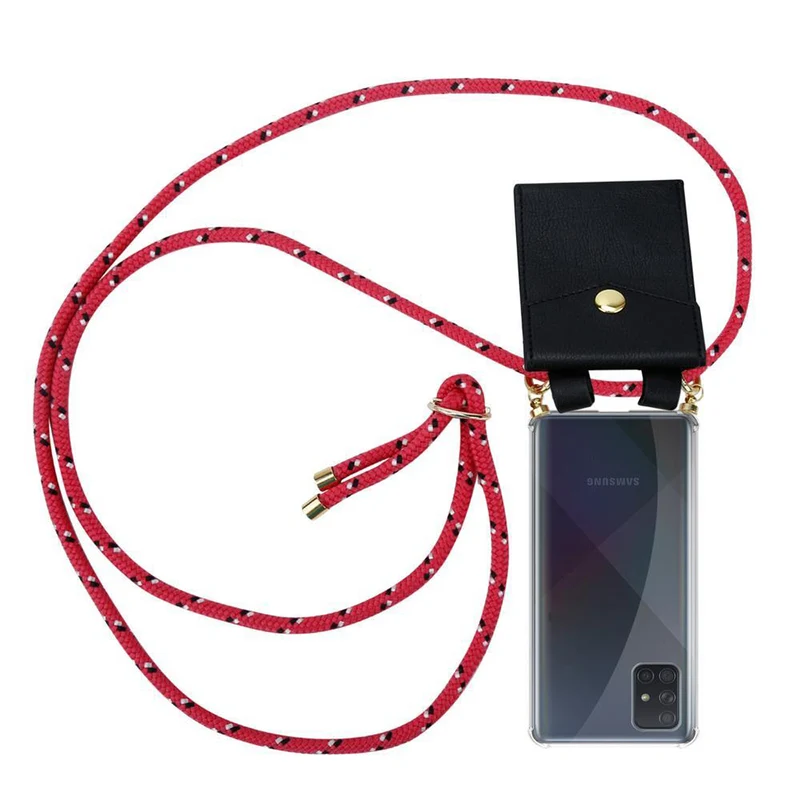 Cadorabo Handy Kette kompatibel mit Samsung Galaxy A71 4G Silikon Schutzhülle mit Gold Ringen, Kordel Band und abnehmbarem Etui